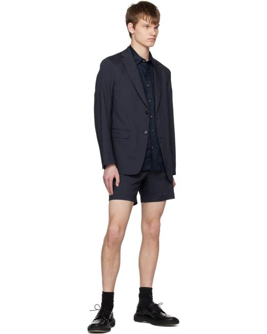 Theory Blue Navy Curtis Shorts for men
