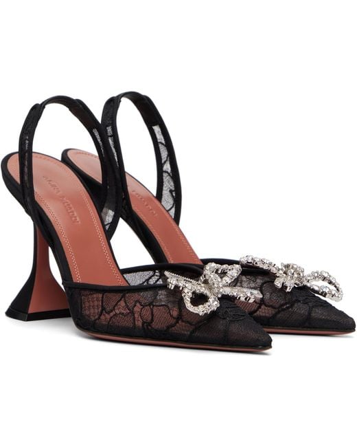 AMINA MUADDI Black Rosie Lace Sling 95 Heels