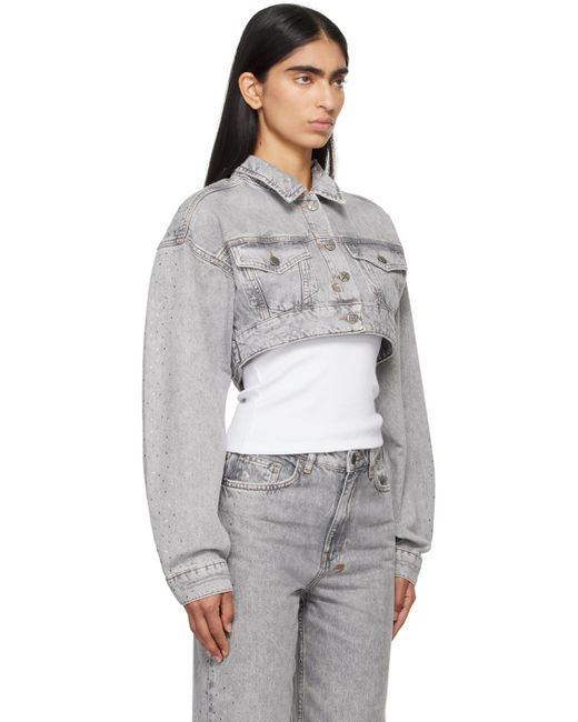 Ksubi グレー Supercrop Trucker Dime Krystal デニムジャケット Gray