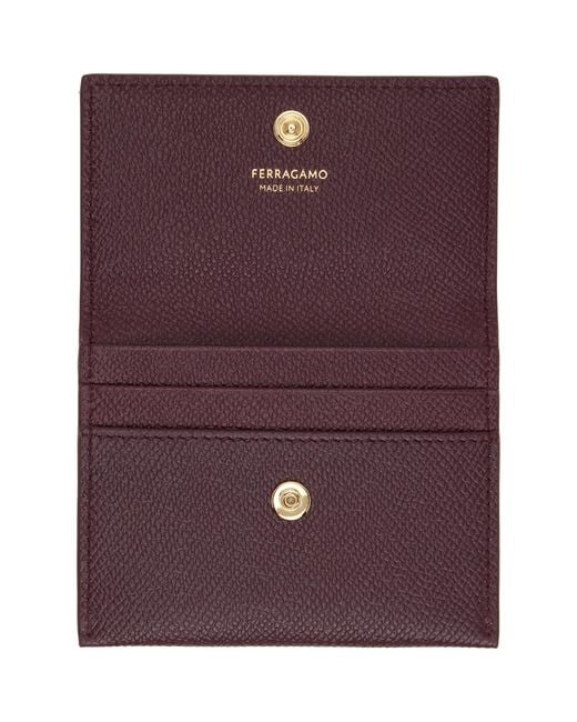 Ferragamo Purple Burgundy Gancini Credit Card Holder