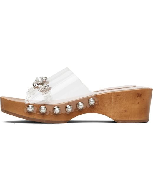Simone Rocha Black Transparent Embellished Scalloped Wooden Heeled Sandals