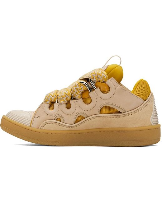 Lanvin Black Ssense Exclusive Beige & Yellow Leather Curb Sneakers for men