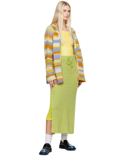 The Elder Statesman Green Selerino Net Midi Skirt