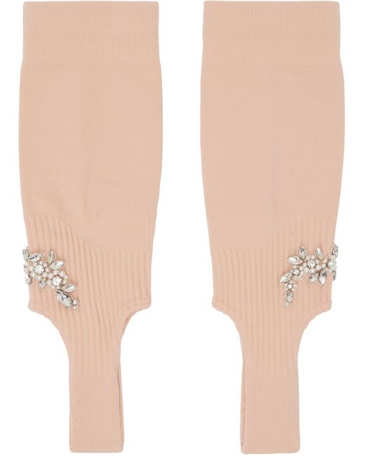 Simone Rocha Natural Pink Cluster Flower Stirrup Socks