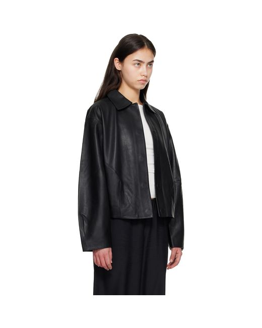 St. Agni Black Cocoon Leather Jacket