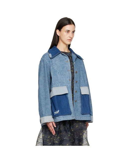 Ganni Blue Patchwork Denim Jacket