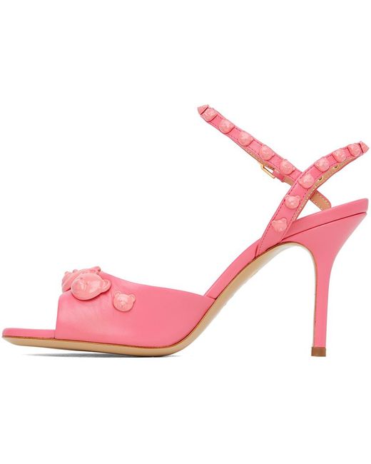 Moschino Pink Teddy Studs Heeled Sandals