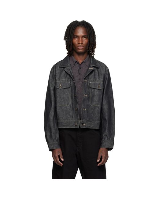 Lemaire Black Denim Trucker Jacket for men
