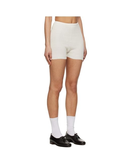 Bode White Off- Meringue Shorts