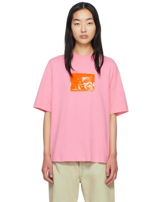 Acne Pink Inflatable Patch T-shirt