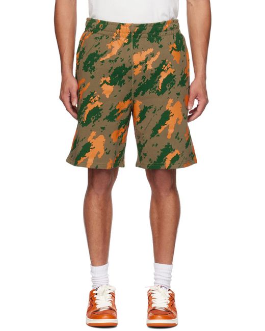 BBCICECREAM Green Printed Shorts for men
