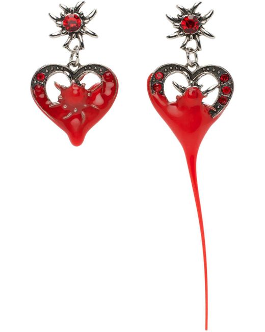 Boucles d'oreilles argentées à pendentif en forme de cœur enduit OTTOLINGER en coloris Red