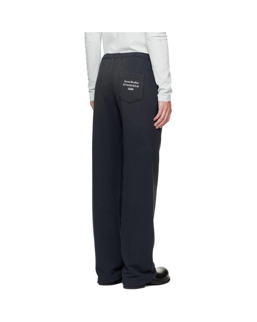 Acne Blue Fleece Stamp Logo Trousers for men