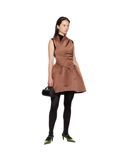 ShuShu/Tong Black Asymmetric Backless Satin Minidress