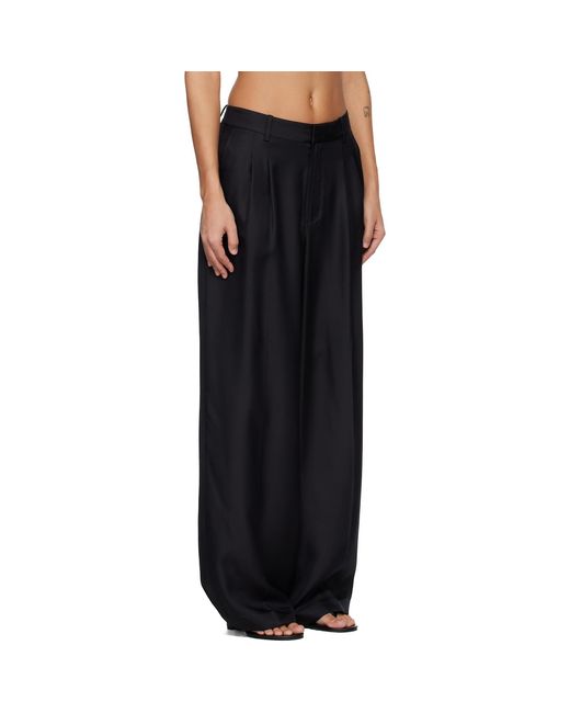 Lisa Yang Black Silk Tailored Wide Leg Trousers