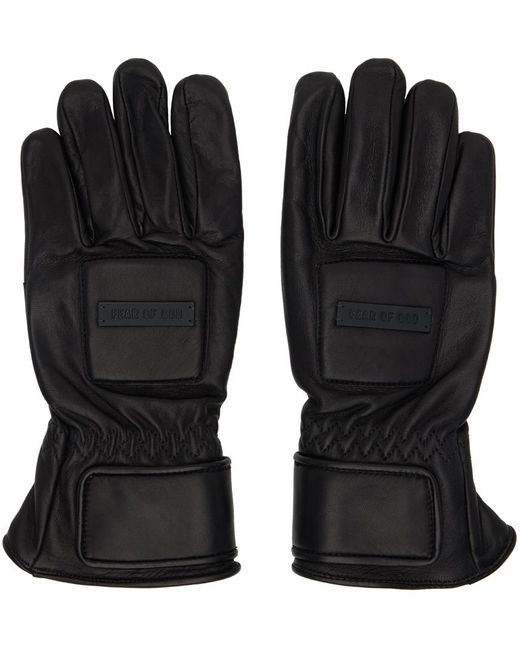 Fear Of God Black Leather Driver Gloves for men