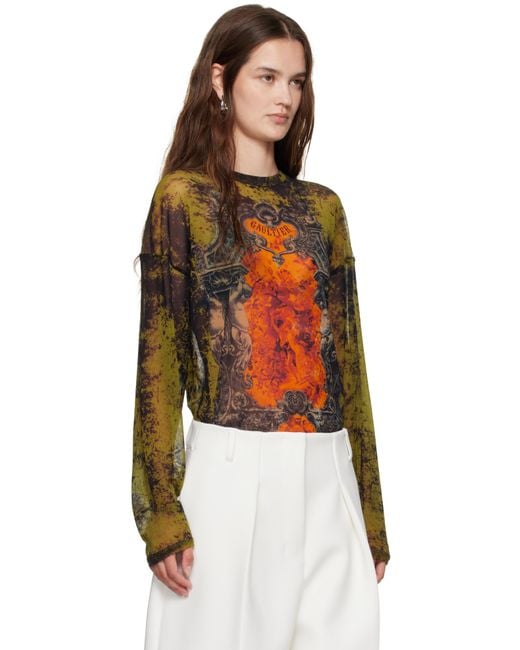 Jean Paul Gaultier Multicolor Khaki & 'The Oversized Médaillon' Top
