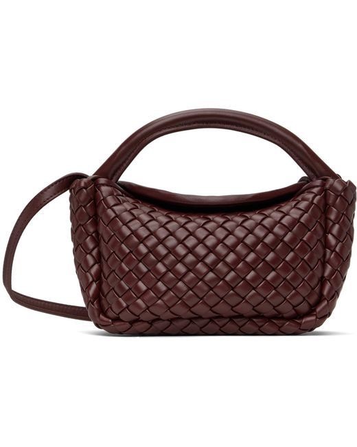 Bottega Veneta Black Burgundy Small Cobble Top Handle Bag