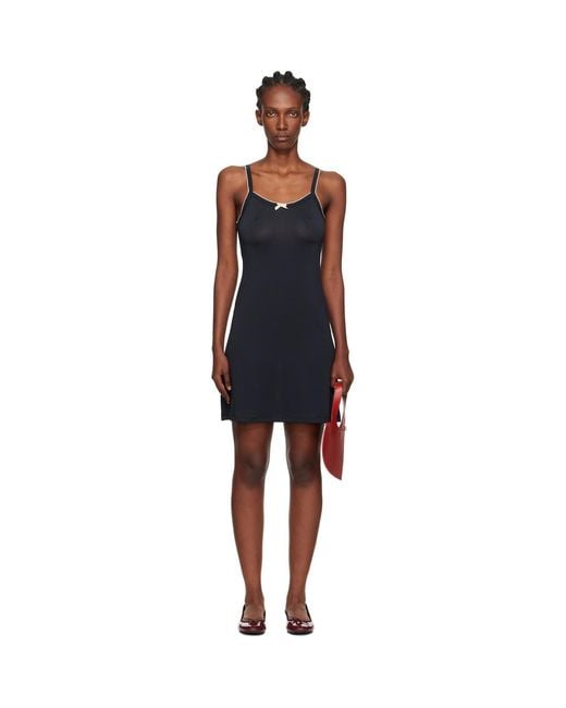 Caro Editions Black Jersey Slip Minidress