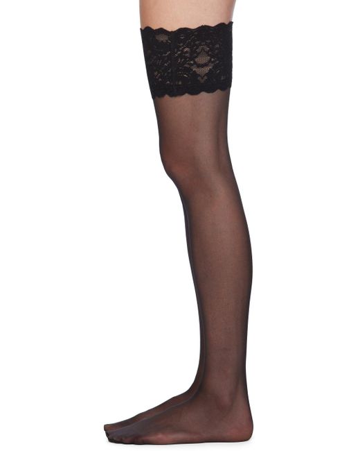 Wolford Black Satin Touch 20 Stay-Up Socks