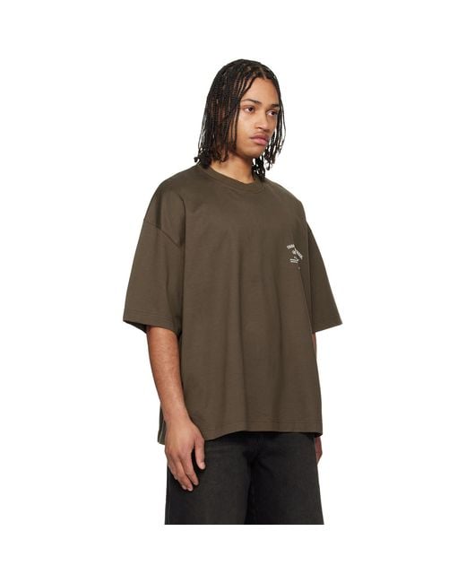 Wooyoungmi Brown Khaki Lettering Graphic T-Shirt for men