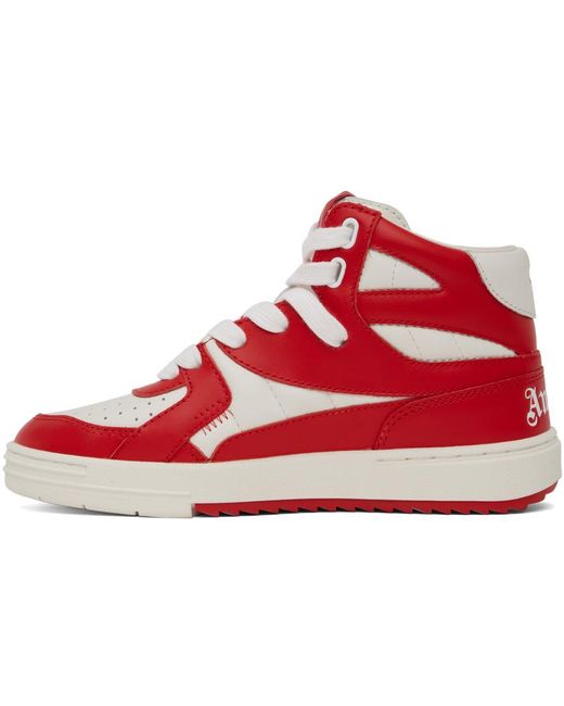 Palm Angels Red & White University Mid Sneakers