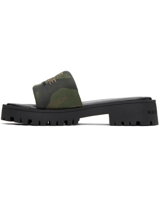 Marc Jacobs カーキ 'The Camo Jacquard Lug Sole Slide' サンダル Black