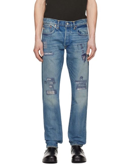 RRL Blue Slim Fit Claremont Selvedge Jeans for men