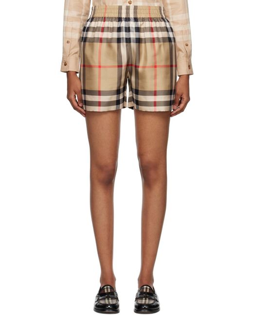 Burberry Natural Beige Check Shorts