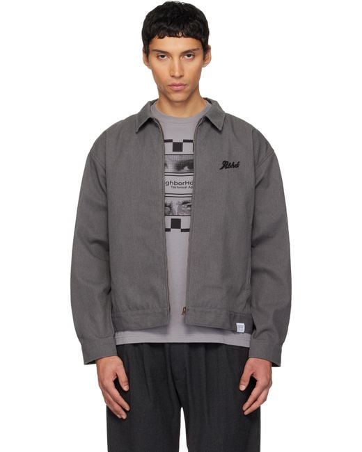 Neighborhood Zip Denim Work Jacket in Gray for Men | Lyst