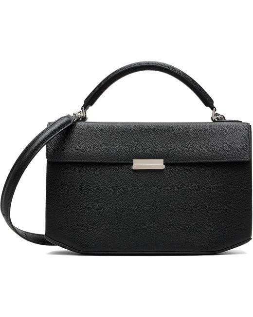 Totême Black Clip Grained-Leather Top Handle Bag