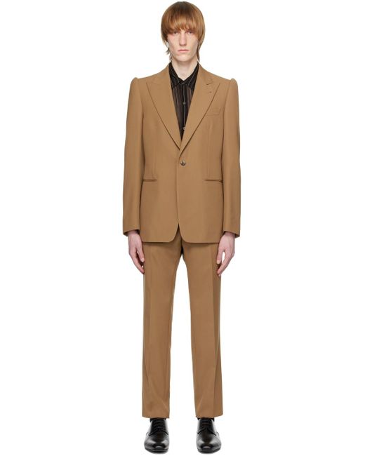 Dries Van Noten Black Brown Peaked Lapel Suit for men