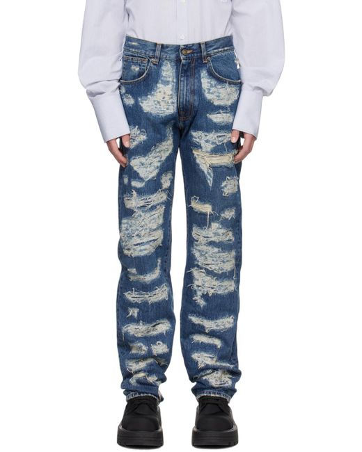 424 Blue Distressed Jeans for men