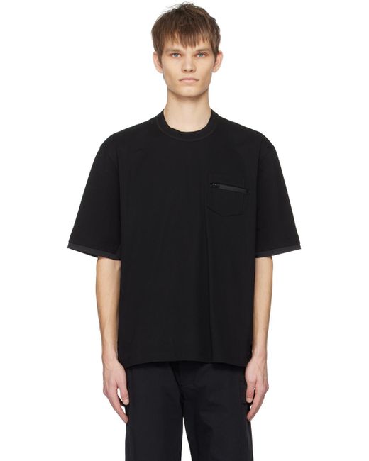 Sacai Black Paneled T-shirt for men