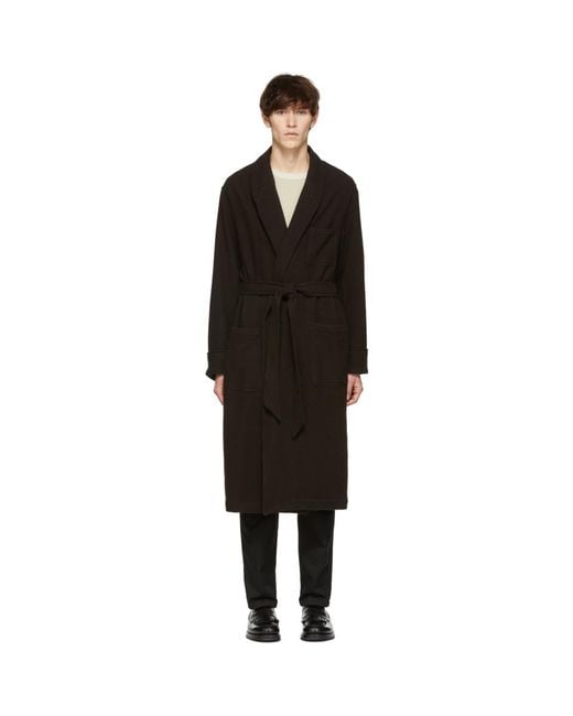Our Legacy Brown Wool Robe Coat for men