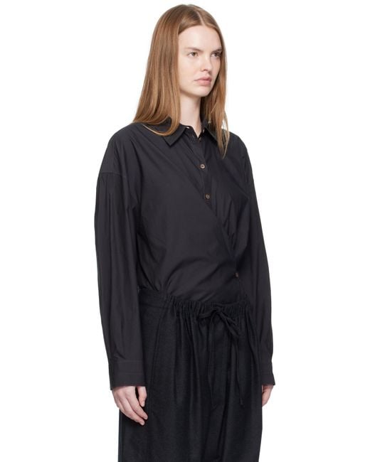 Lemaire ブラック Straight Collar Twisted シャツ Blue