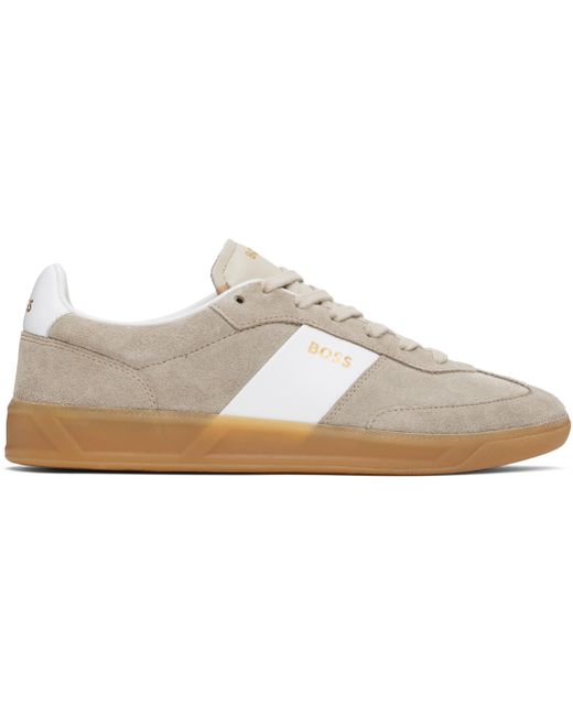 Baskets Beiges En Suède À Laçage Boss pour homme en coloris Black