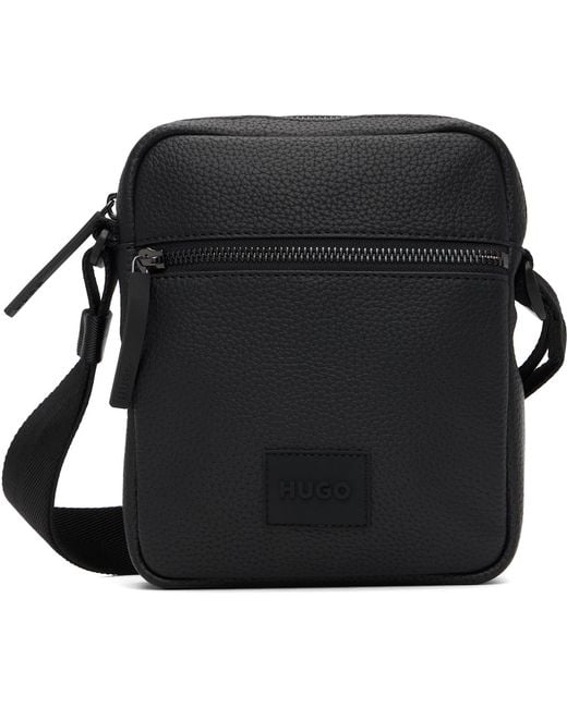 HUGO Black Logo Patch Bag for men