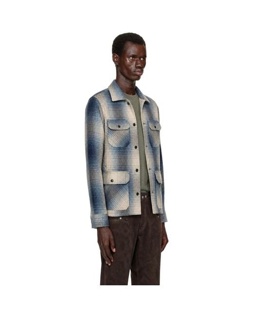 RRL Blue Check Wool Jacket for men