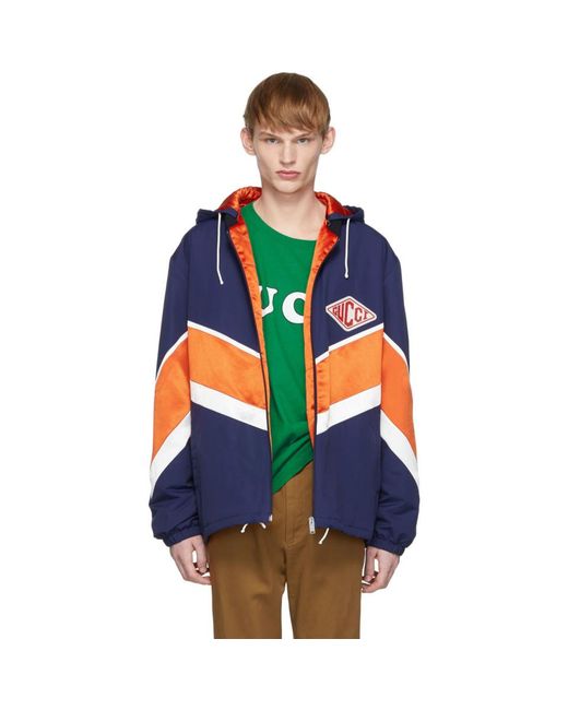 Gucci Blue Orange And Navy Technical Jacket for men