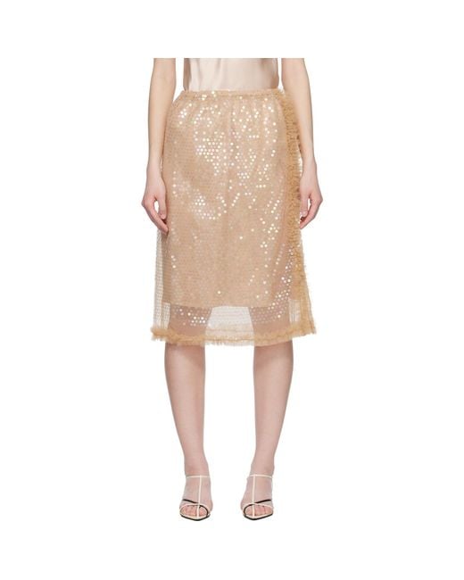 Renaissance Renaissance Natural Tati Sequin Midi Skirt