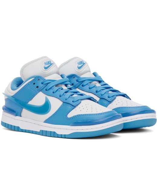Nike White & Blue Dunk Low Twist Sneakers