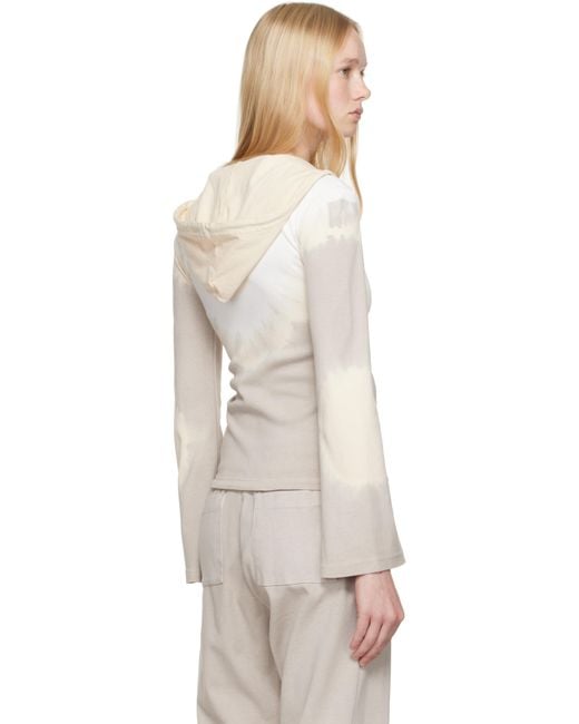 MM6 by Maison Martin Margiela グレー＆オフホワイト Interlock Cotton Jersey フーディ Natural