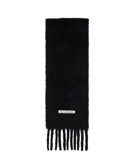 Acne Black Mohair Logo Scarf