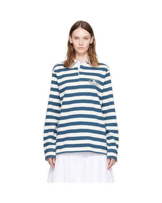 Burberry Blue Knight Stamp Cotton Rugby Polo