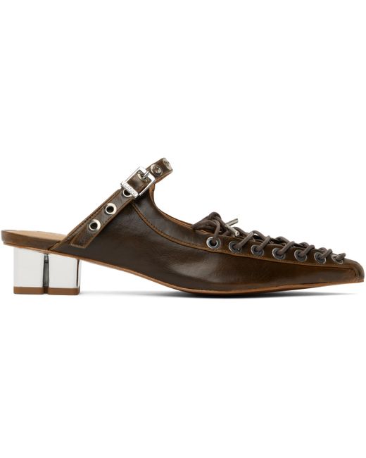 Ganni Black Oleatex Lace-Up Mules