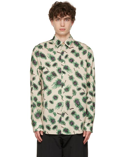 Paul Smith Green Off- & Digital Daisy Shirt for men