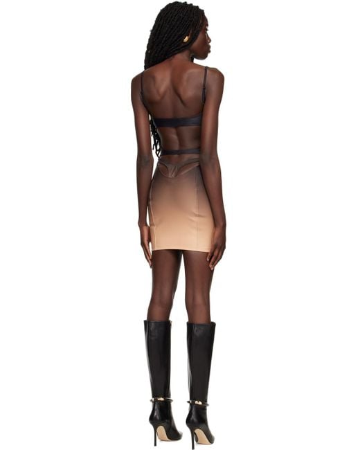 Mugler Black & Brown Dégradé Minidress