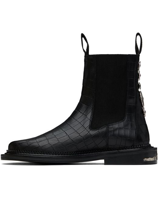 Toga Virilis Black Side Gore Chelsea Boots for men
