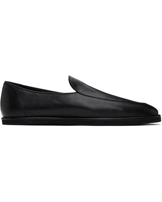 Auralee Black Soft Leather Slip-On Loafers for men